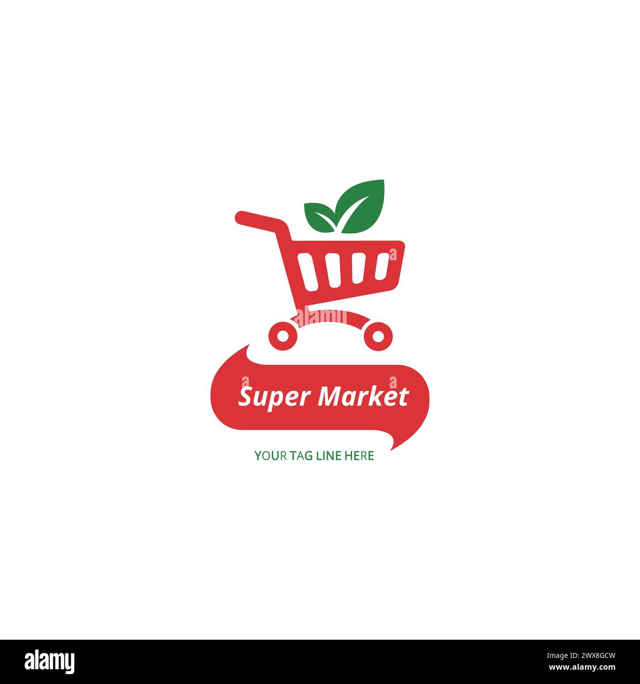 logo concept for shop , supermarket or supermall. organic shopping cart logo design. Stock Vector