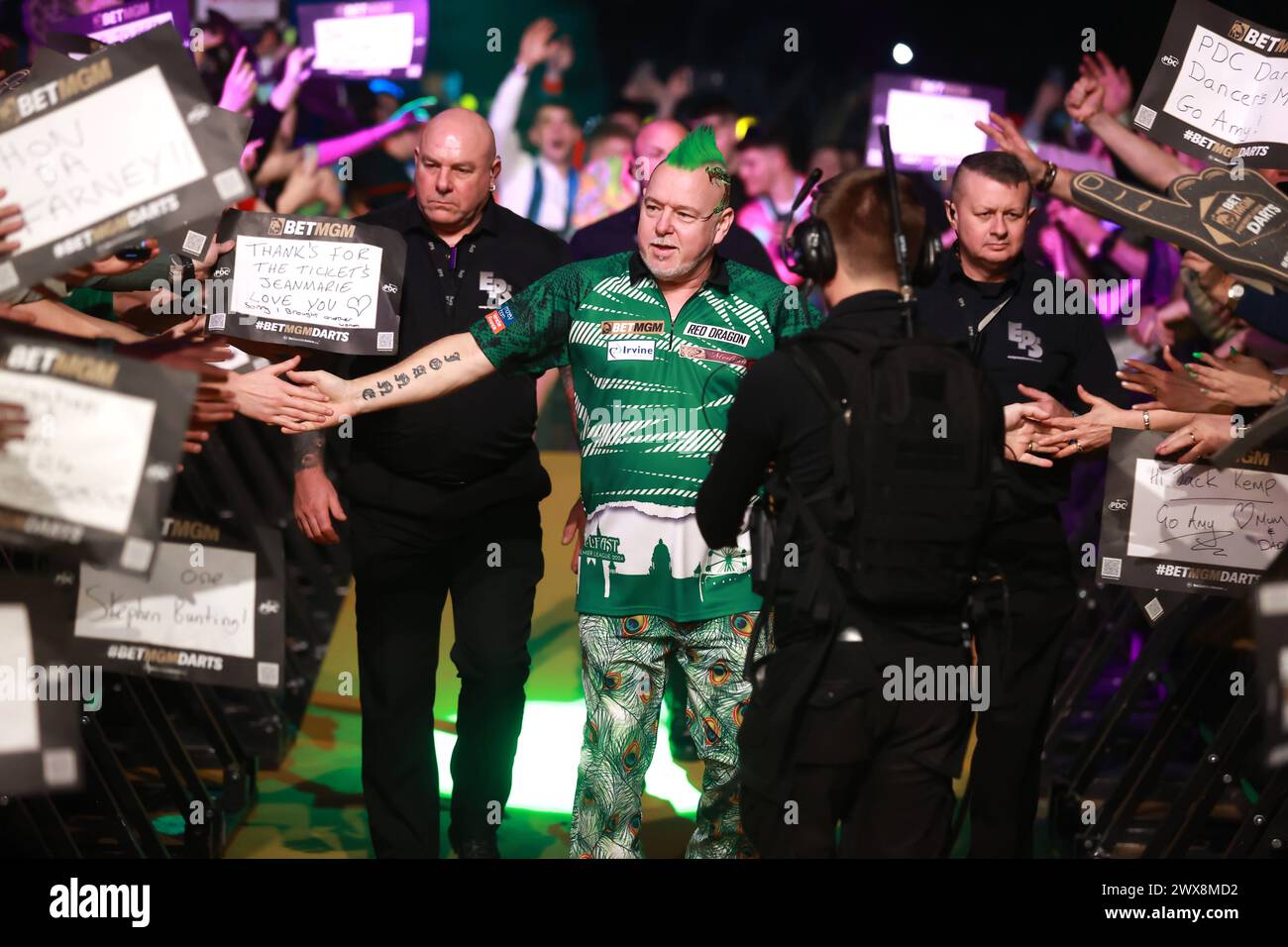 during night nine of the betMGM Premier League Darts 2024 at the SSE Arena, Belfast. Picture