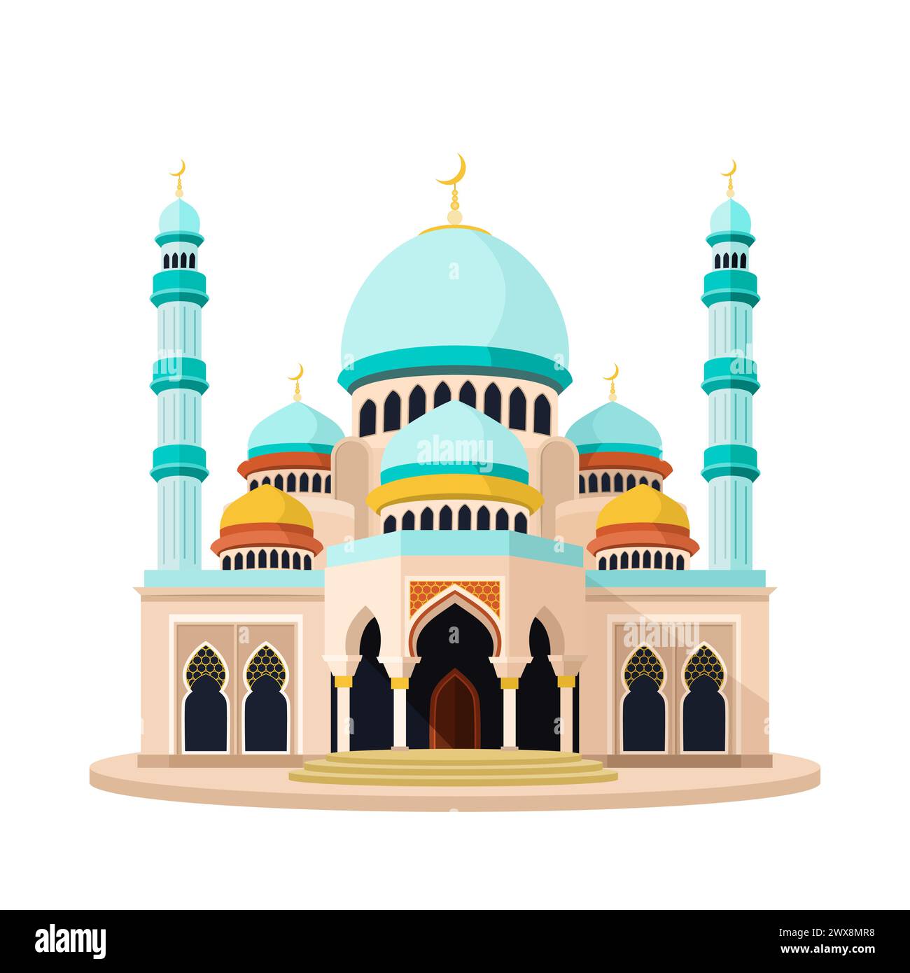 Islamic mosque building. isolated vector illustration. Stock Vector