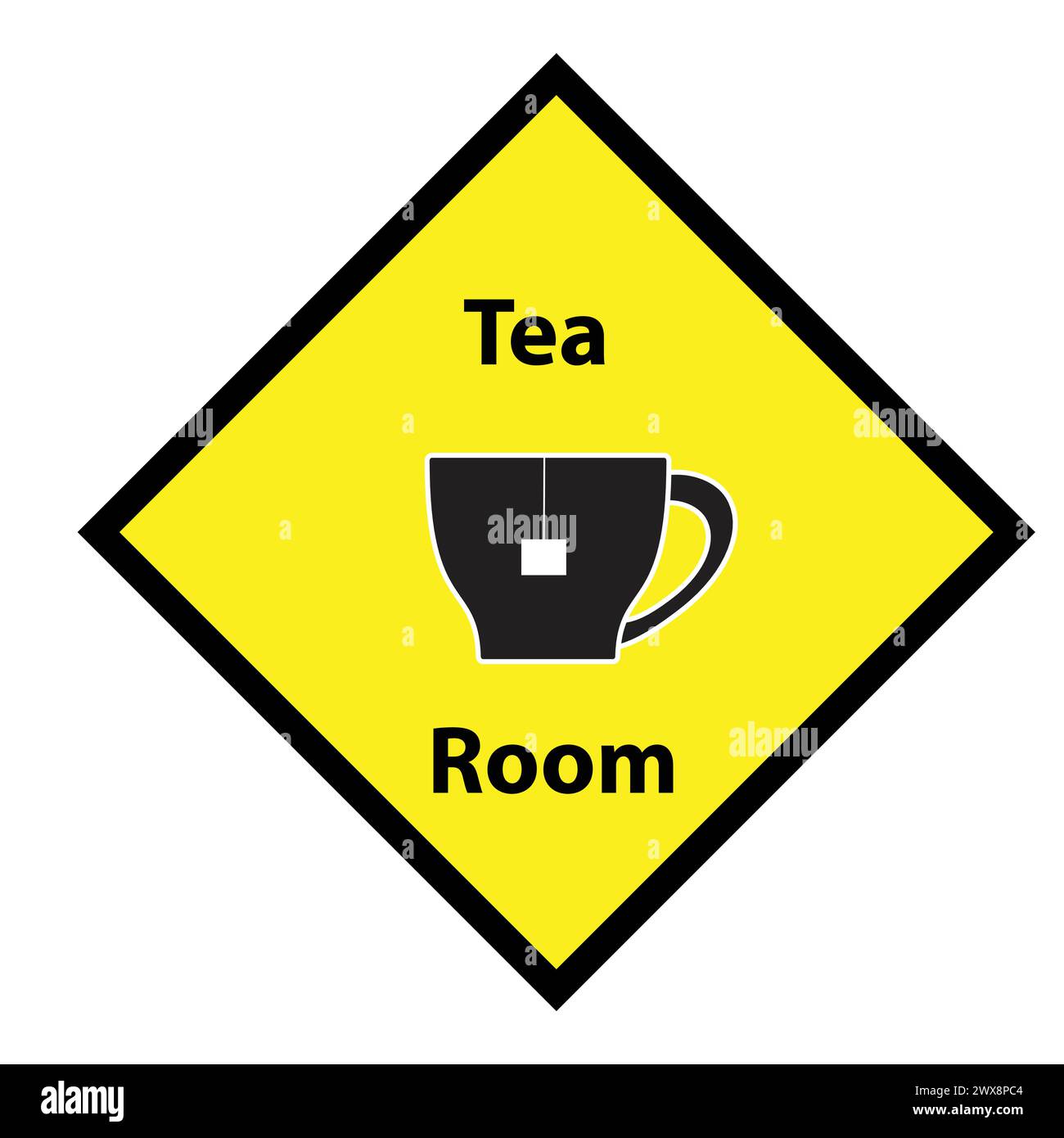 Tea room logo with text on a yellow sticker Stock Vector Image & Art