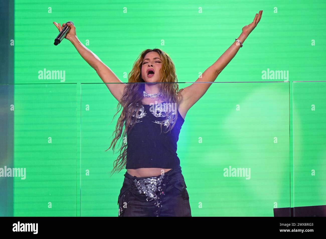 Shakira performs live at TSX in Times Square on March 26, 2024 in New
