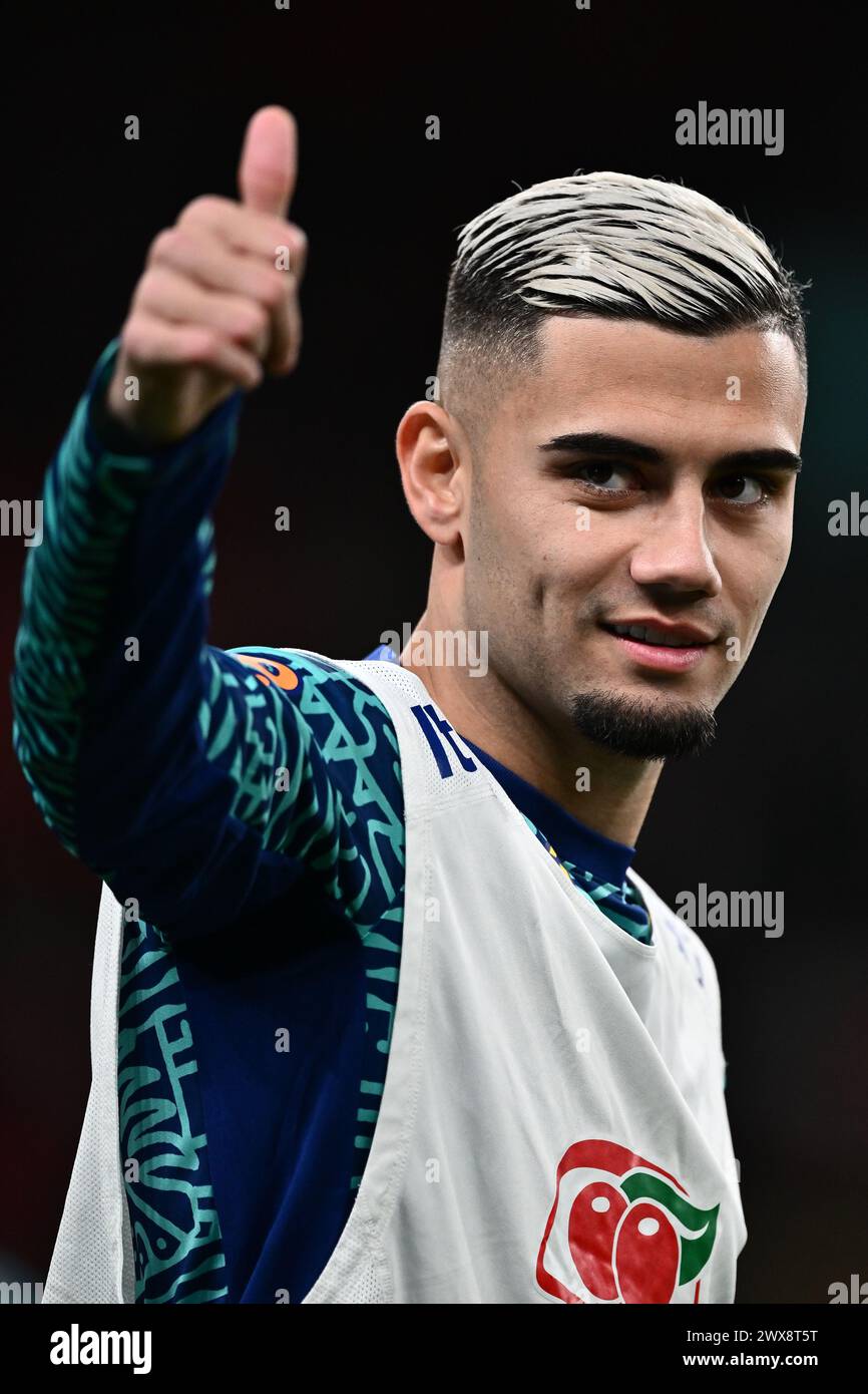 LONDON, ENGLAND - MARCH 23: Andreas Pereira of Brazil during the international friendly match between England and Brazil at Wembley Stadium on March 2 Stock Photo