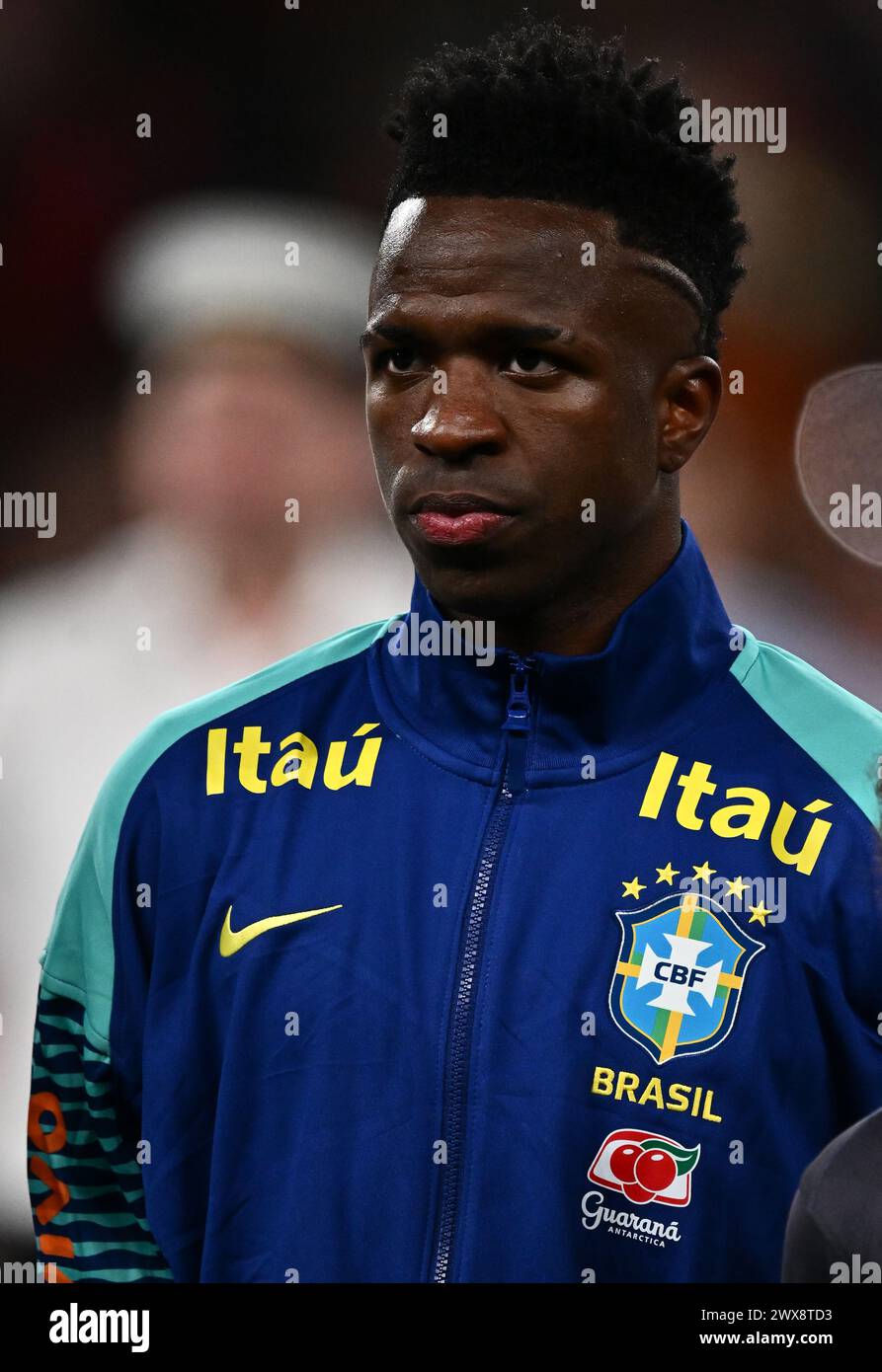 LONDON, ENGLAND - MARCH 23: Headshot, Vinicius Junior of Brazil looks on during the international friendly match between England and Brazil at Wembley Stock Photo