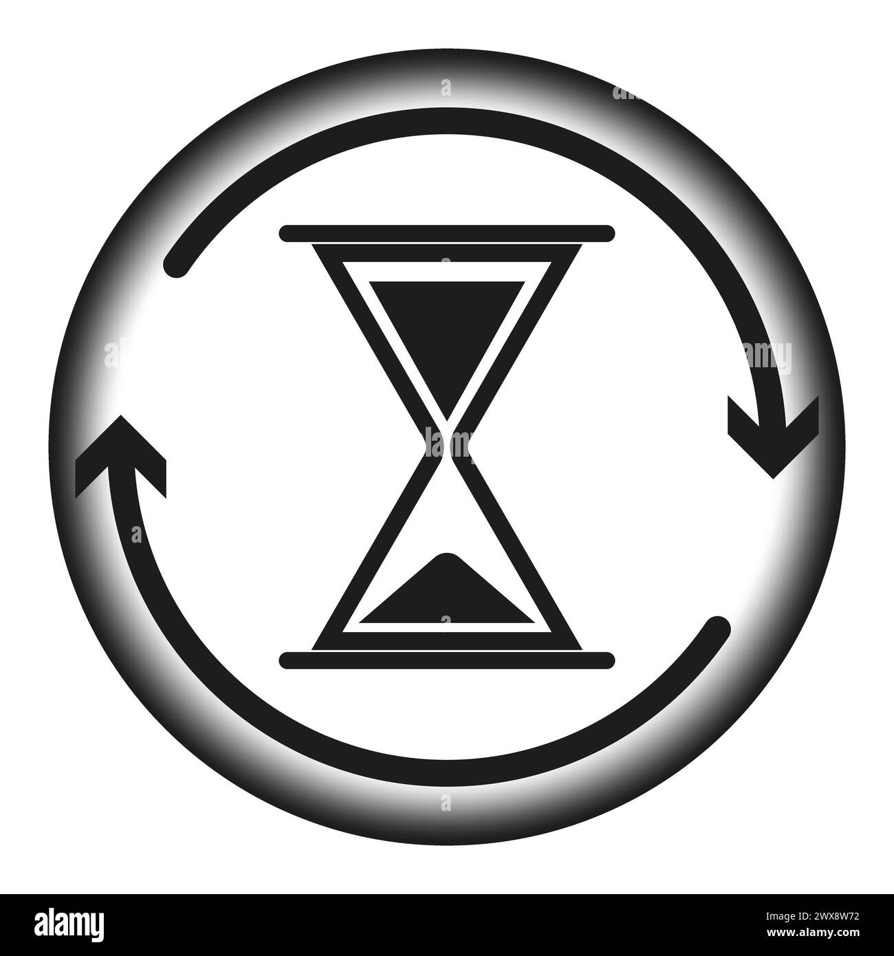 Hourglass cycle icon. Time passing concept. Endless loop with sand