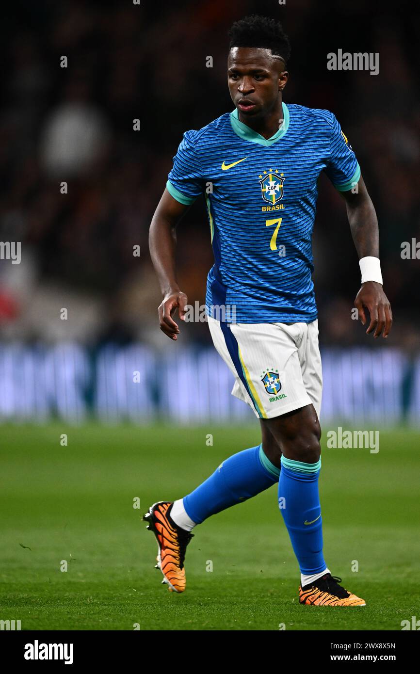 LONDON, ENGLAND - MARCH 23: Vinicius Junior of Brazil during the international friendly match between England and Brazil at Wembley Stadium on March 2 Stock Photo