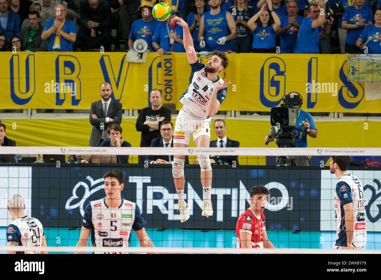 ITAS Trentino VS Cucine Lube Civitanova - Round 1 of Semifinals of Cev Men's Volley Champions League 2023/2024 Stock Photo