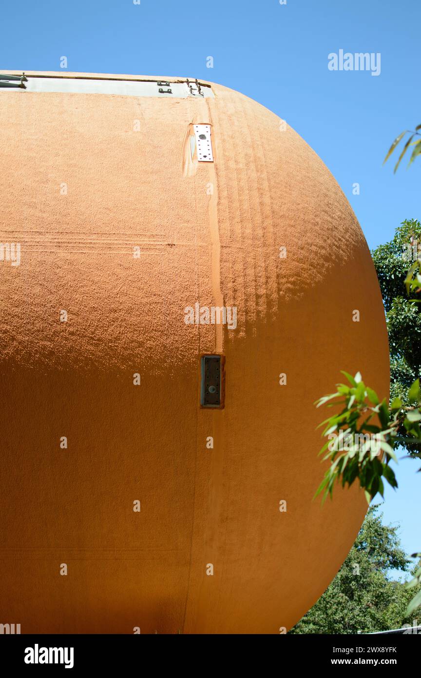 Side view of Space Shuttle Endeavour's massive fuel tank at the