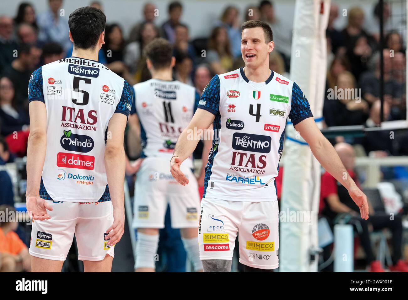 ITAS Trentino VS Cucine Lube Civitanova - Round 1 of Semifinals of Cev Men's Volley Champions League 2023/2024 Stock Photo