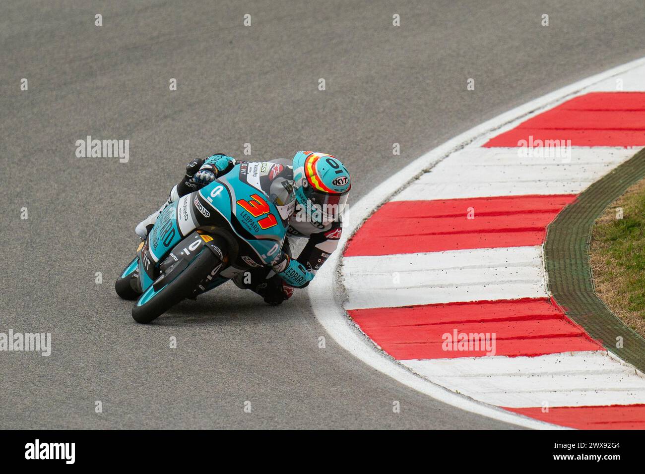 Portimao, Portugal. 22nd Mar, 2024. PORTIMAO, PORTUGAL - MARCH 22: Adrian Fernandez of Spain, Leopard Racing during the Grande Premio Tissot de Portugal, Moto3 class, Free Practise at Autodromo Internacional do Algarve on March 22, 2024 in Portimao, Portugal. (Photo by Henk Seppen/Orange Pictures) Credit: Orange Pics BV/Alamy Live News Stock Photo