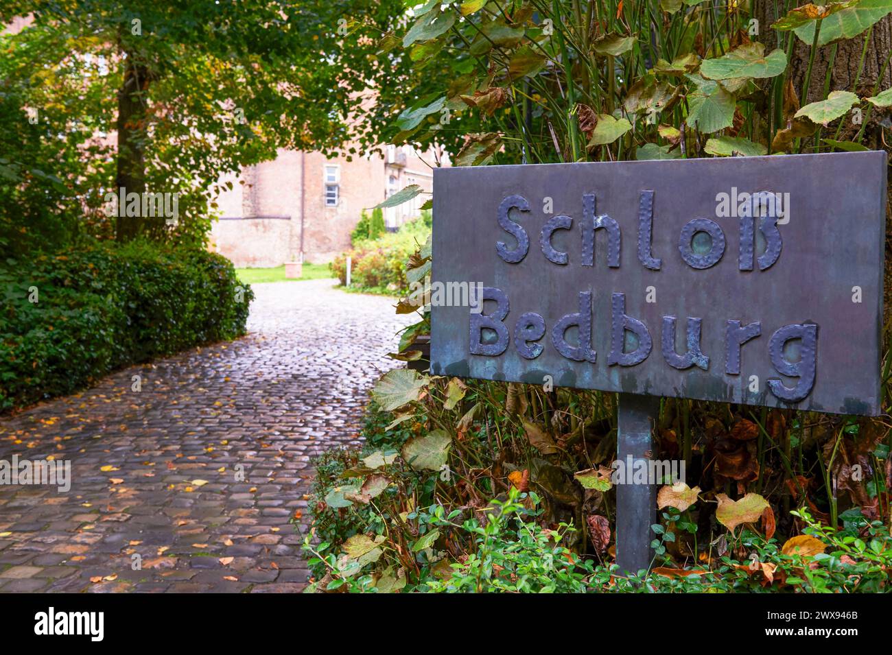 Visiting Bedburg castle in North Rhine-Westphalia, Germany on a rainy day Stock Photo