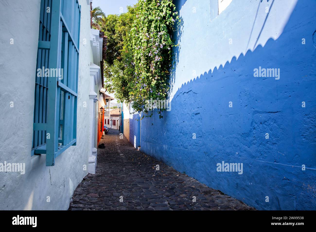 Famous historical street of traps located in the historic center of the heritage town of Honda in the department of Tolima in Colombia Stock Photo