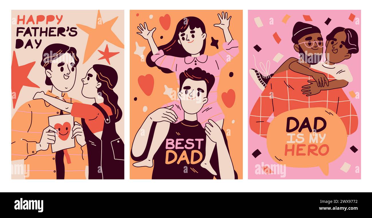 Set of Fathers Day vector posters Stock Vector