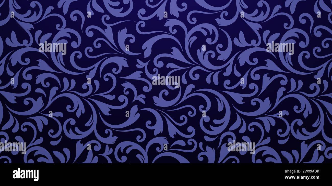 dark blue colors damask seamless pattern elements. Elegant luxury texture for wallpapers, backgrounds and pages fill, Fashionable modern wallpapers Stock Vector