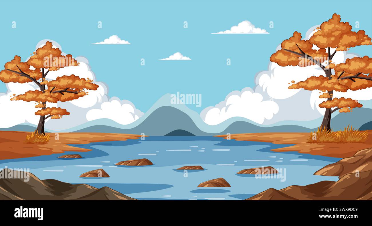 Background fall trees mountains Stock Vector Images - Alamy