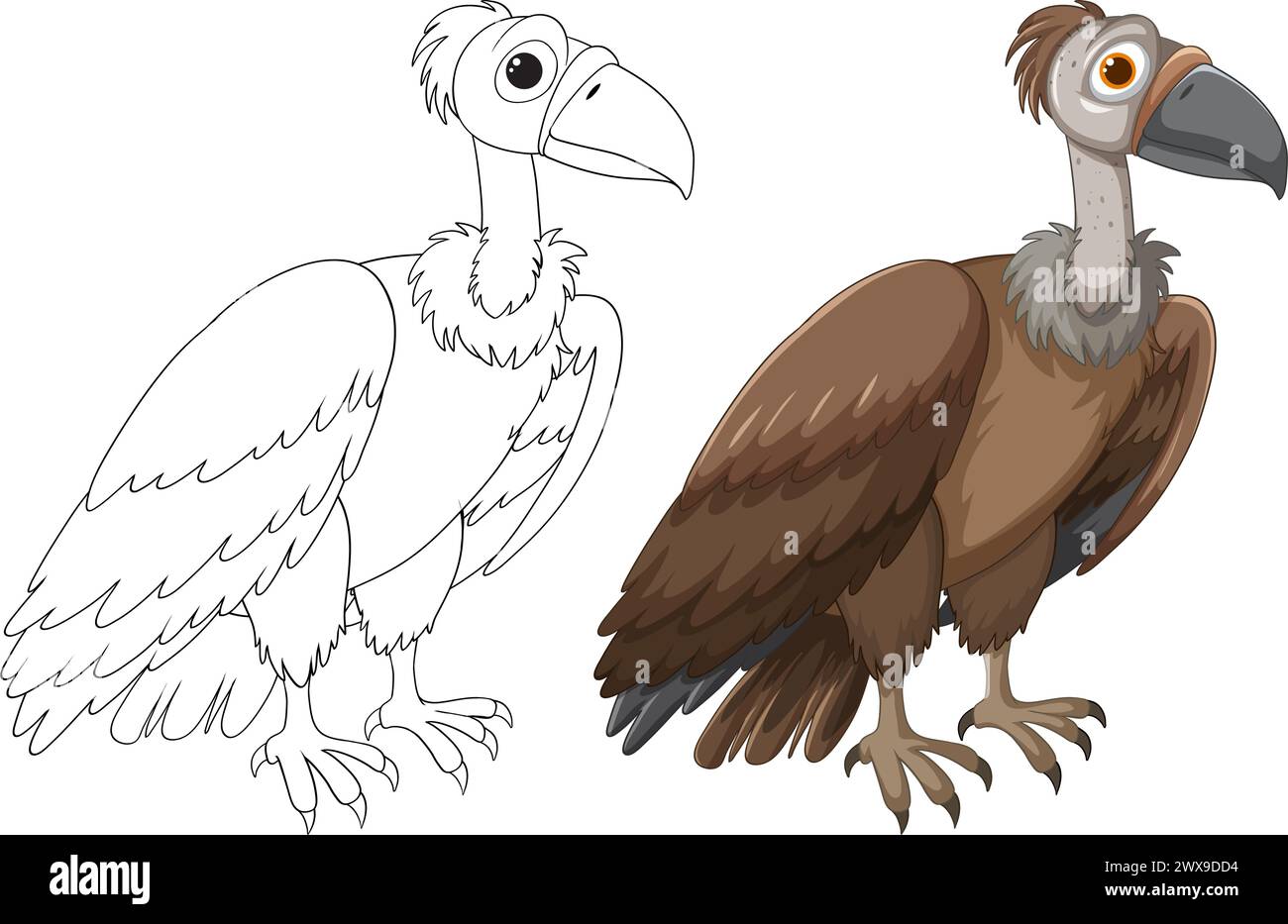 Vector illustration of a vulture, sketched and colored Stock Vector