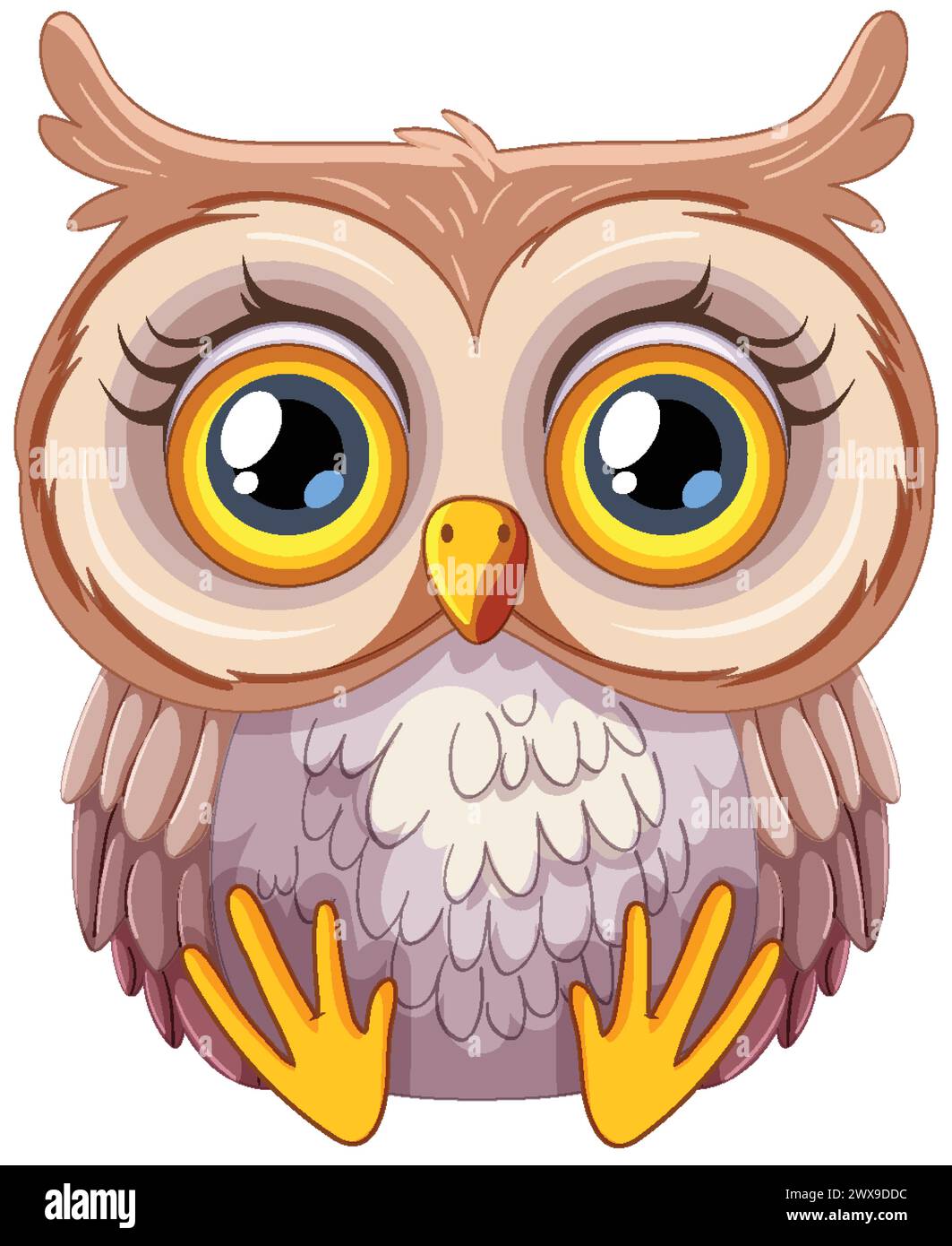 Adorable vector illustration of a wide-eyed owl Stock Vector