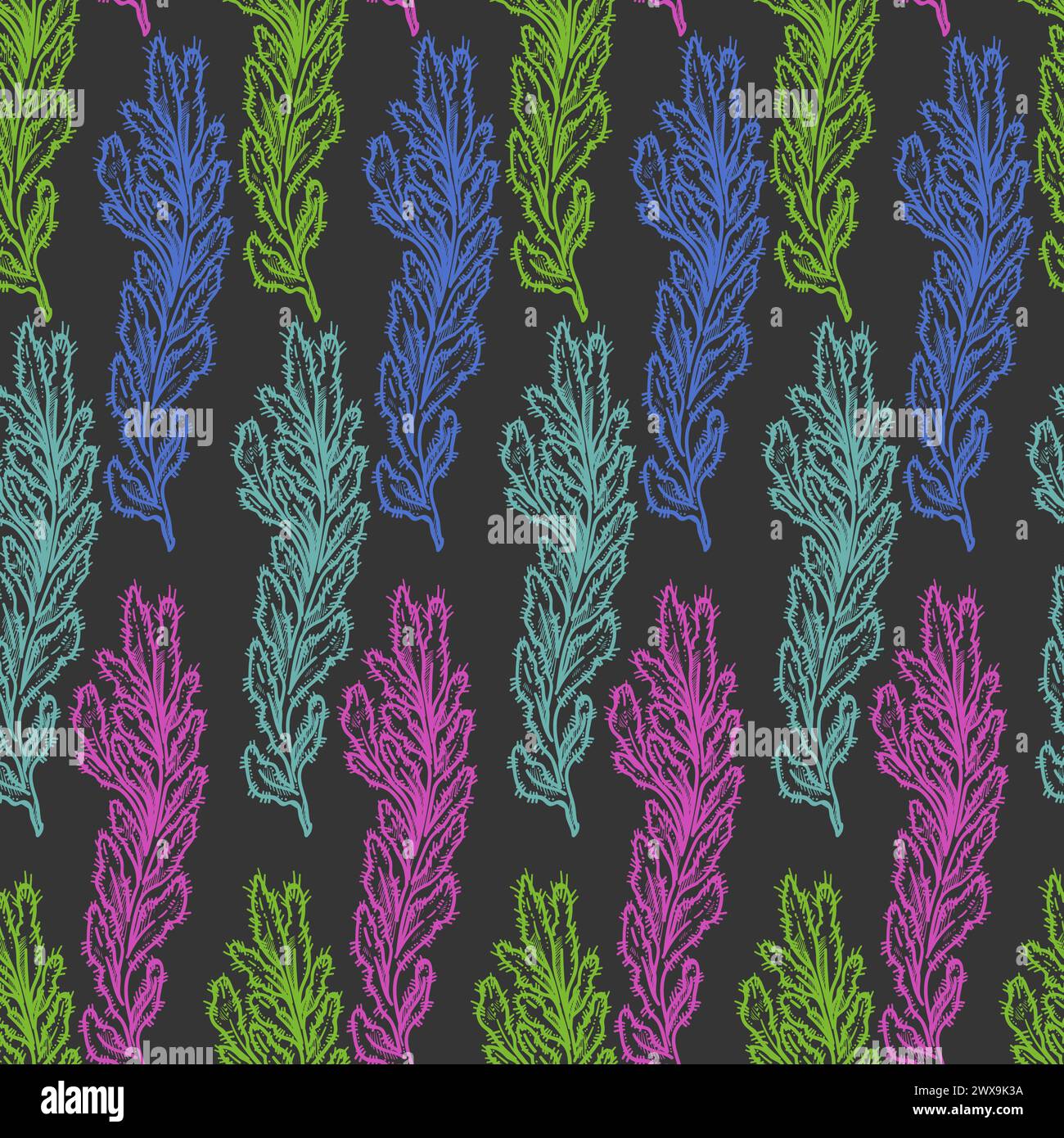 Neon Coral Reef Underwater Pattern Stock Vector Image & Art - Alamy