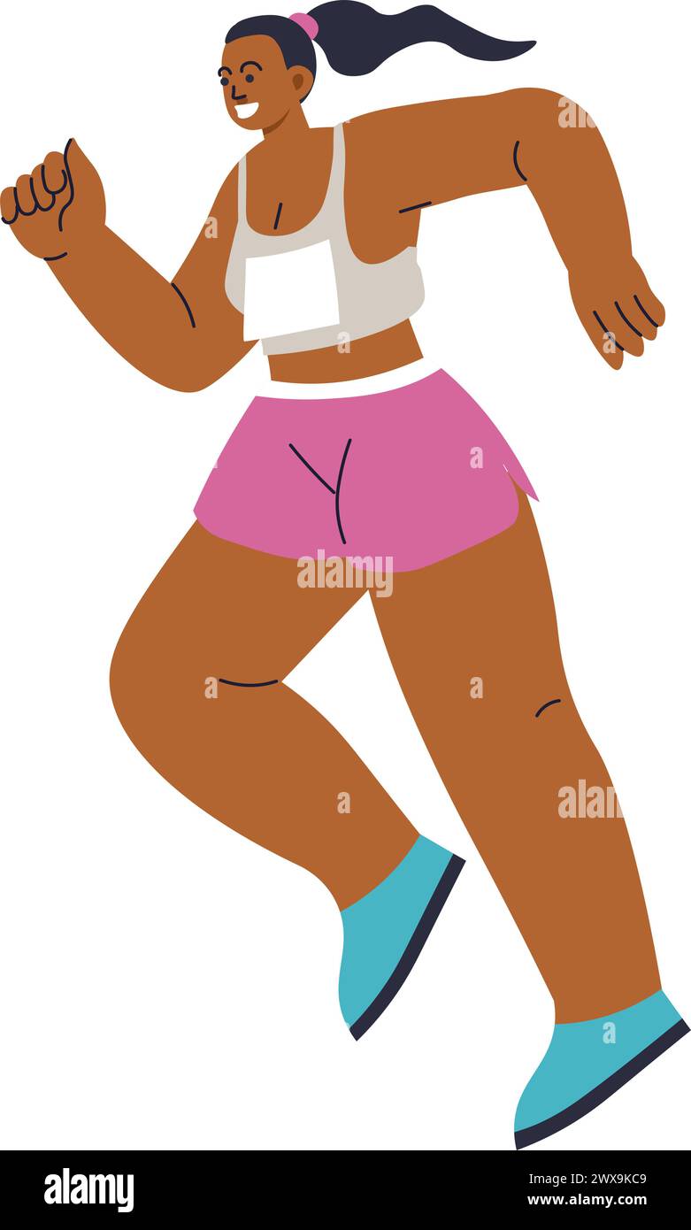 Female Runner Sporty Attire Illustration Stock Vector