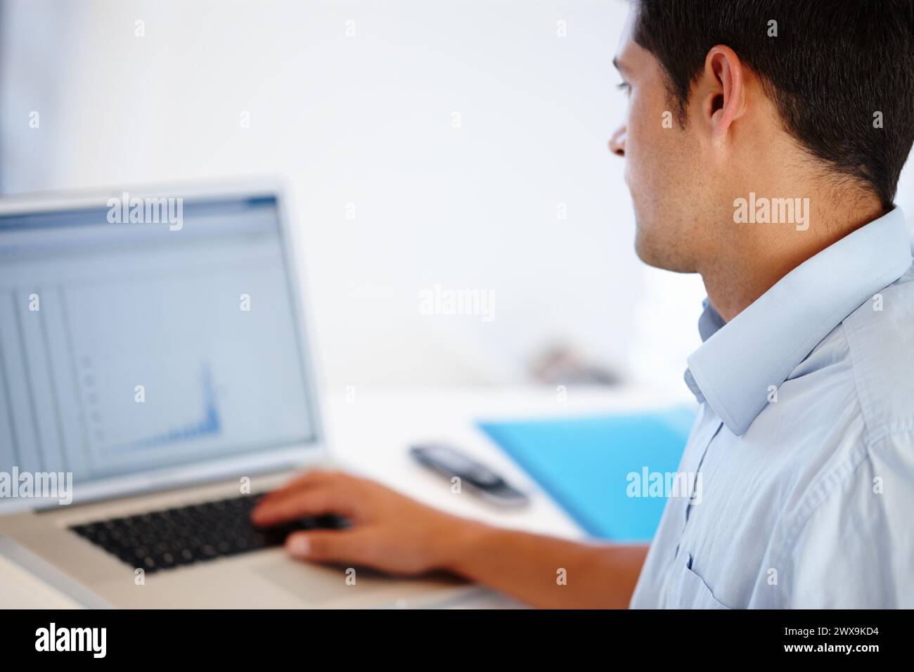 Laptop, screen or accountant typing for financial charts, data analysis ...