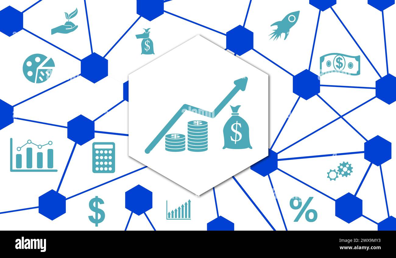 Concept of profit with connected icons Stock Photo