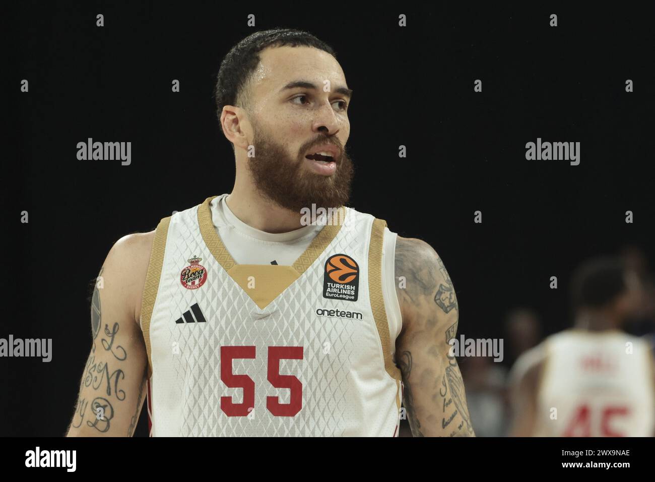 Mike James of Monaco during the Turkish Airlines EuroLeague basketball match between LDLC ASVEL Villeurbanne and AS Monaco on March 28, 2024 at LDLC Arena in Decines-Charpieu near Lyon, France Stock Photo