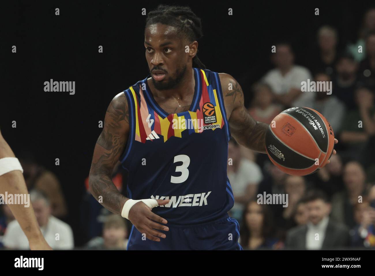 Paris Lee of ASVEL during the Turkish Airlines EuroLeague basketball match between LDLC ASVEL Villeurbanne and AS Monaco on March 28, 2024 at LDLC Arena in Decines-Charpieu near Lyon, France Stock Photo