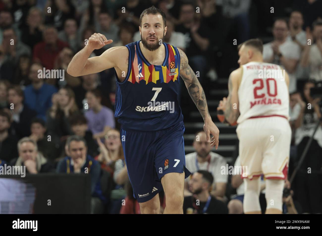 Joffrey Lauvergne of ASVEL during the Turkish Airlines EuroLeague basketball match between LDLC ASVEL Villeurbanne and AS Monaco on March 28, 2024 at LDLC Arena in Decines-Charpieu near Lyon, France Stock Photo
