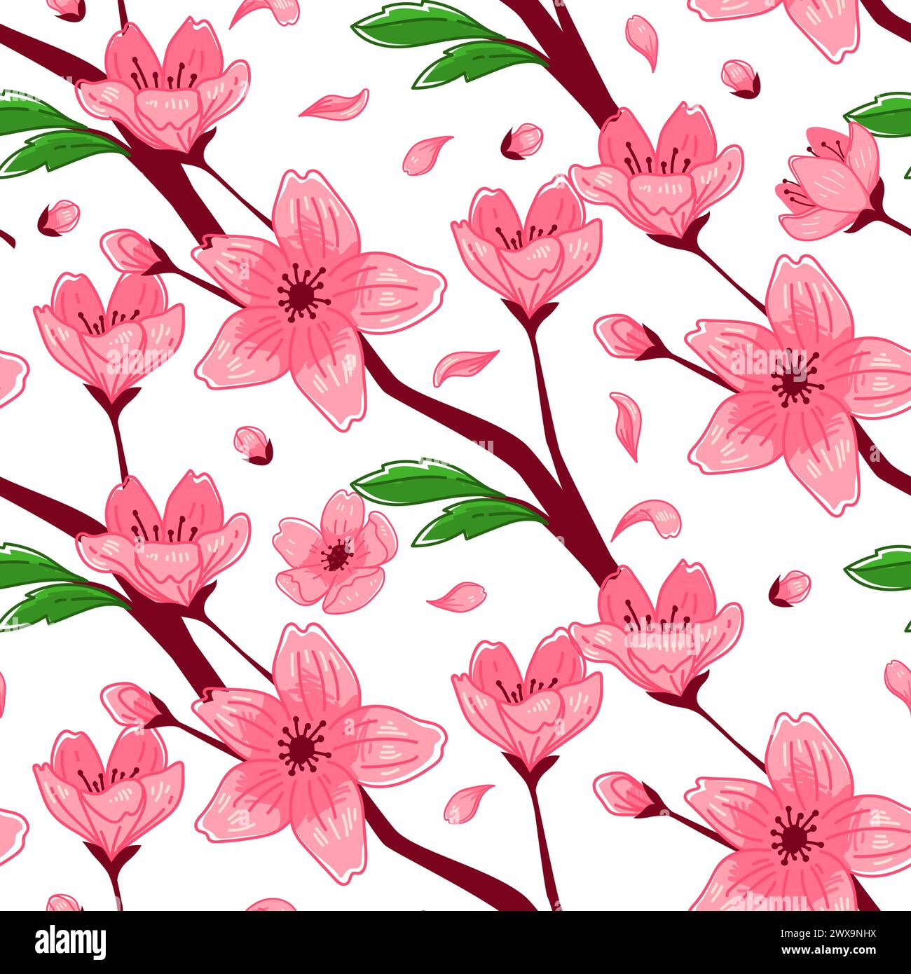 Japanese cherry blossoms spring Stock Vector Images - Alamy