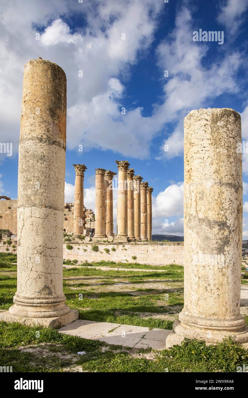 temple   at the greco roman ruins of jerash in jordan Stock Photo