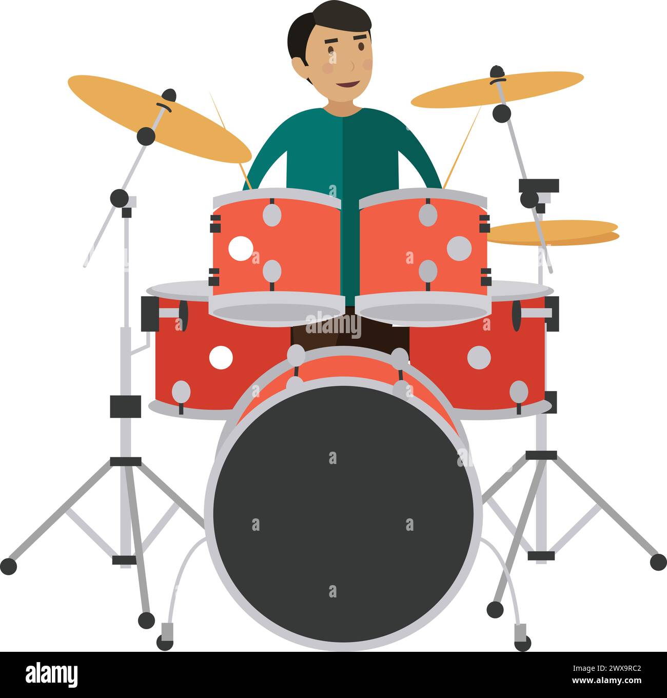 Drum player vector icon isolated on white background Stock Vector Image ...