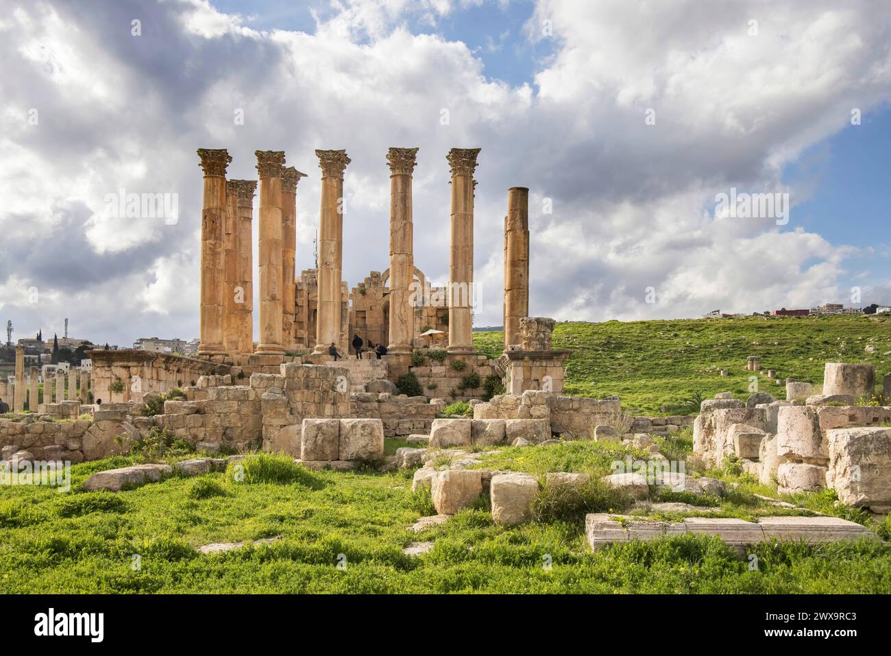 columns at the temple of artemis in the greco roman ruins of jerash in jordan Stock Photo