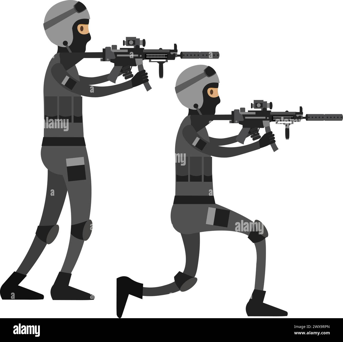Police capture service with sniper rifles vector icon isolated on white Stock Vector