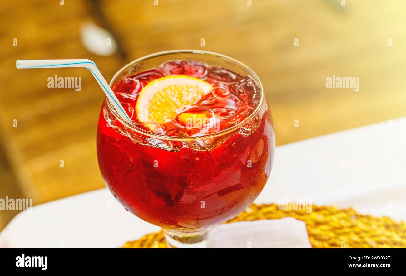 The Sangria, spanish drink Red wine and fruit Stock Photo Alamy