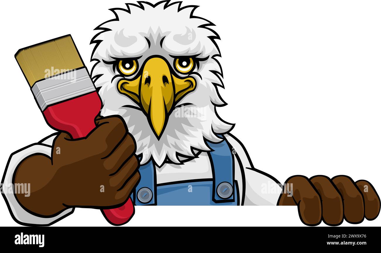 Eagle Painter Decorator Holding Paintbrush Stock Vector