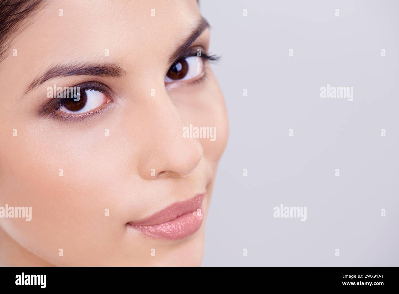 Natural happy woman full lips hi-res stock photography and images - Alamy