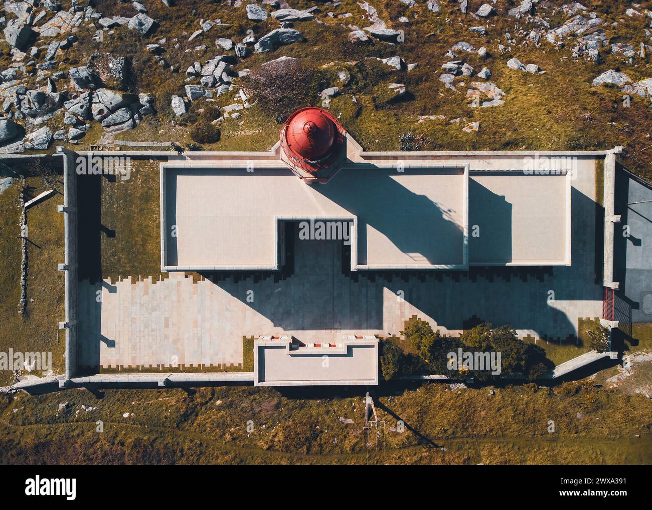 Complete lighthouse enclosure seen from above by drone Stock Photo - Alamy