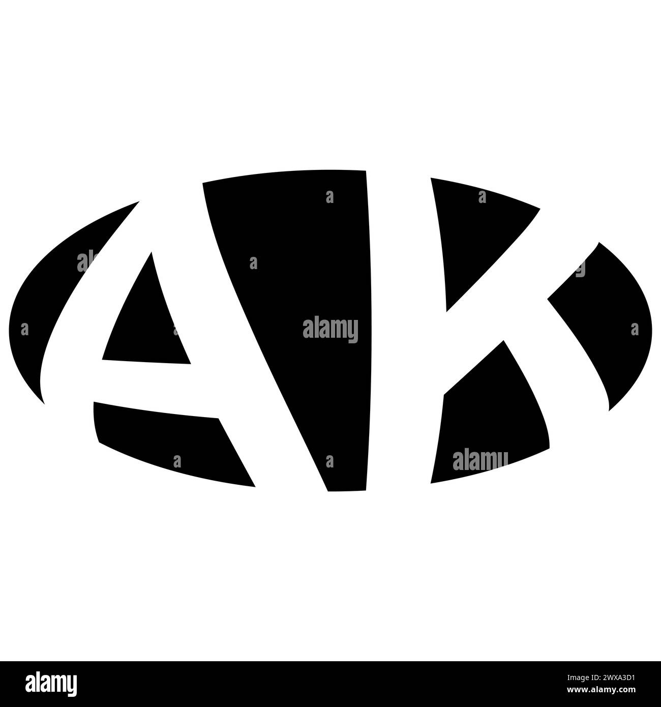 Oval logo double letter A K two letters ak ka Stock Vector