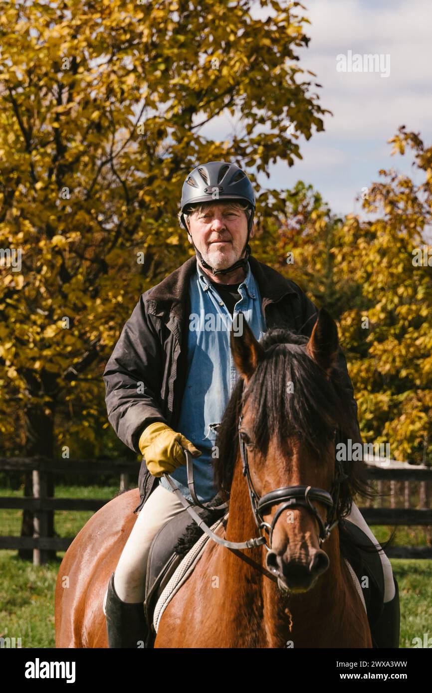 Man riding chestnut horse hi-res stock photography and images - Alamy