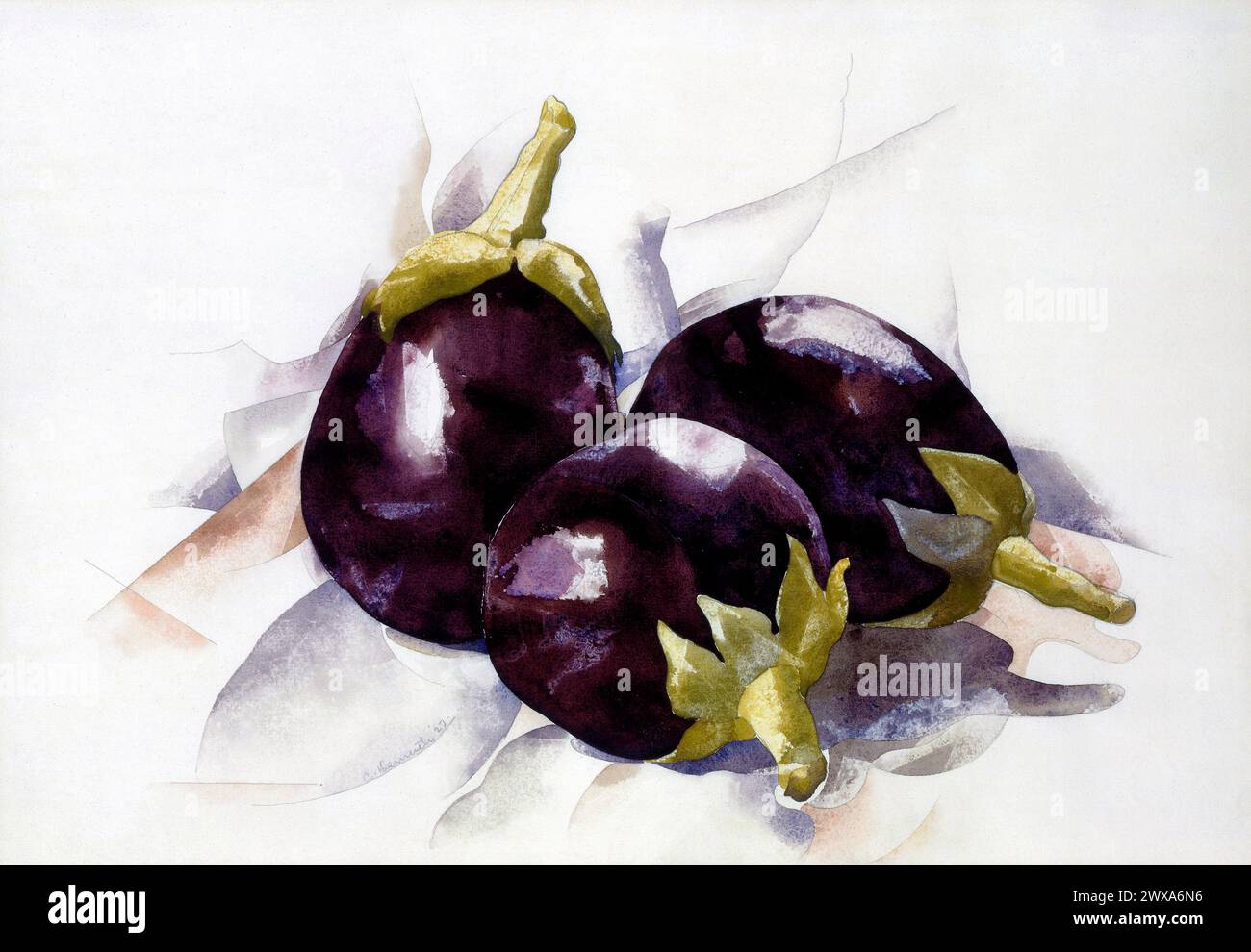 Eggplants   painting in high resolution by Charles Demuth. Original from The MET Museum. Stock Photo