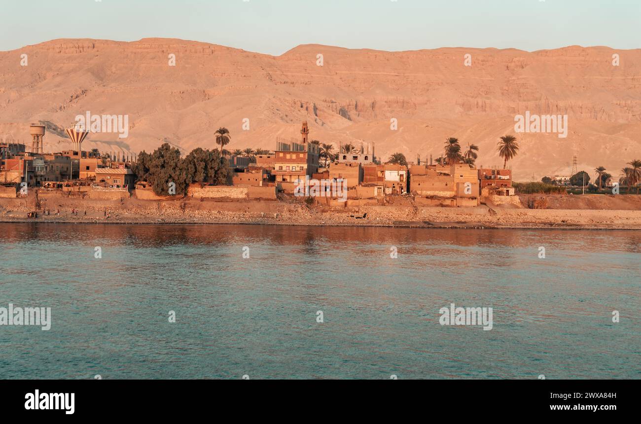 view of residential area on the banks of the Nile Stock Photo