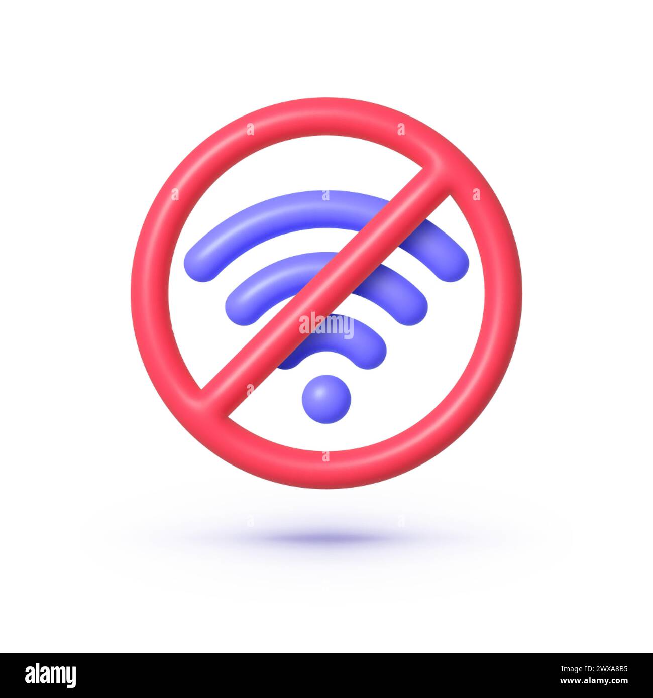 No wifi 3d for web design. Internet network concept. Vector graphic illustration Stock Vector