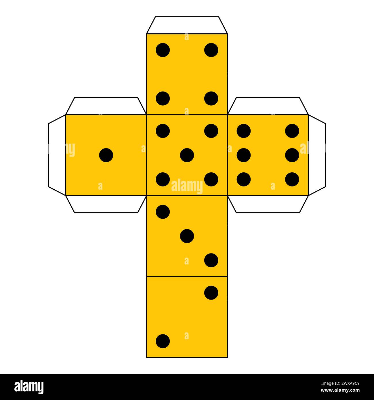 Flat paper dice template scheme: games concept Stock Vector