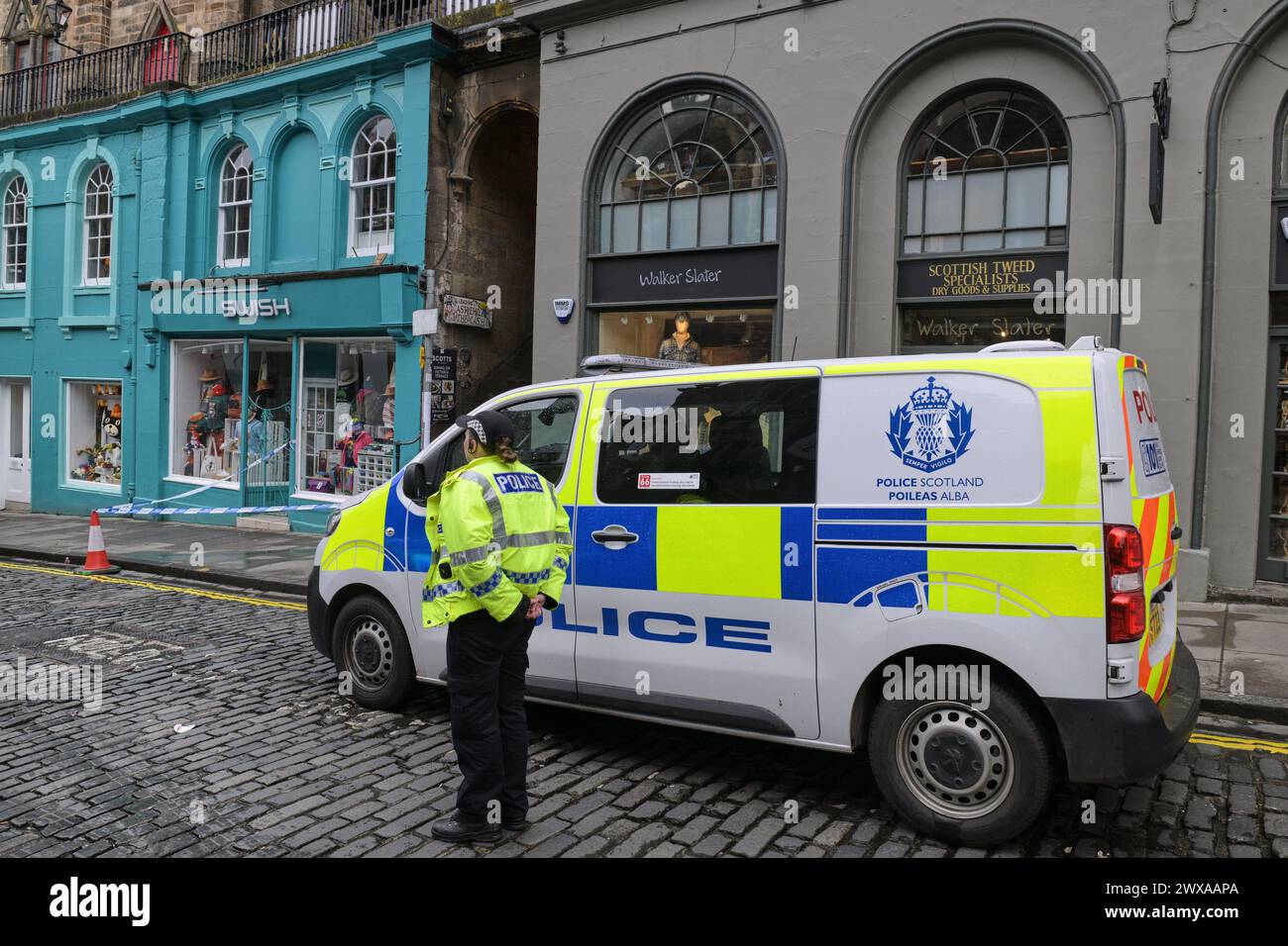 Edinburgh Scotland, UK 29 March 2024.  Police Incident between Victoria Street and Upper Bow. credit sst/alamy live news Stock Photo