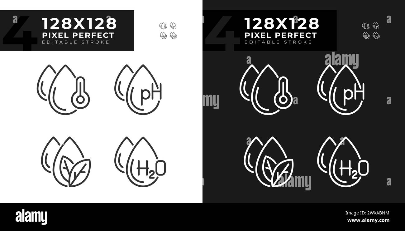 Water features linear icons set for dark, light mode Stock Vector Image