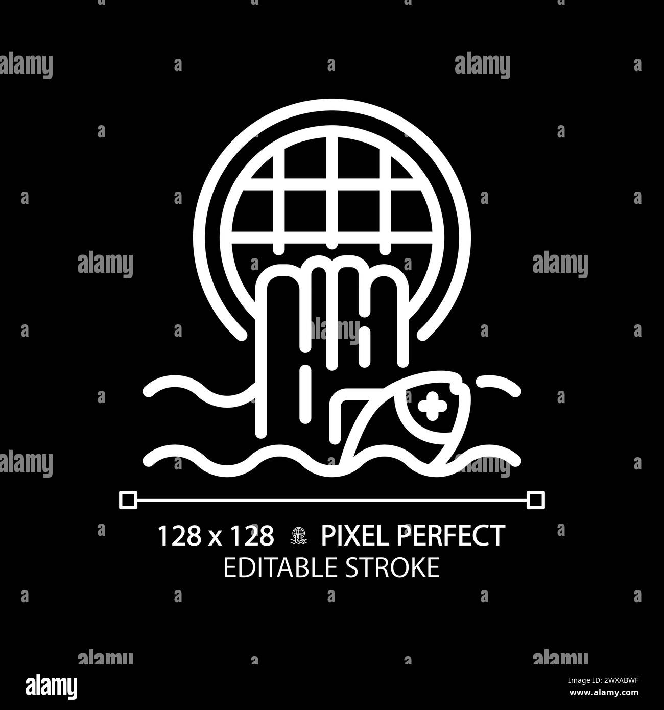 Water pollution white linear icon for dark theme Stock Vector