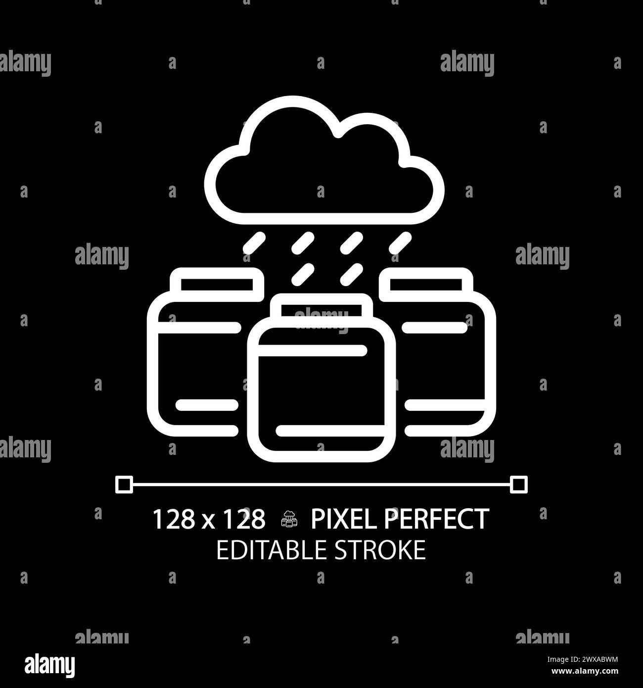 Rainwater harvesting white linear icon for dark theme Stock Vector ...
