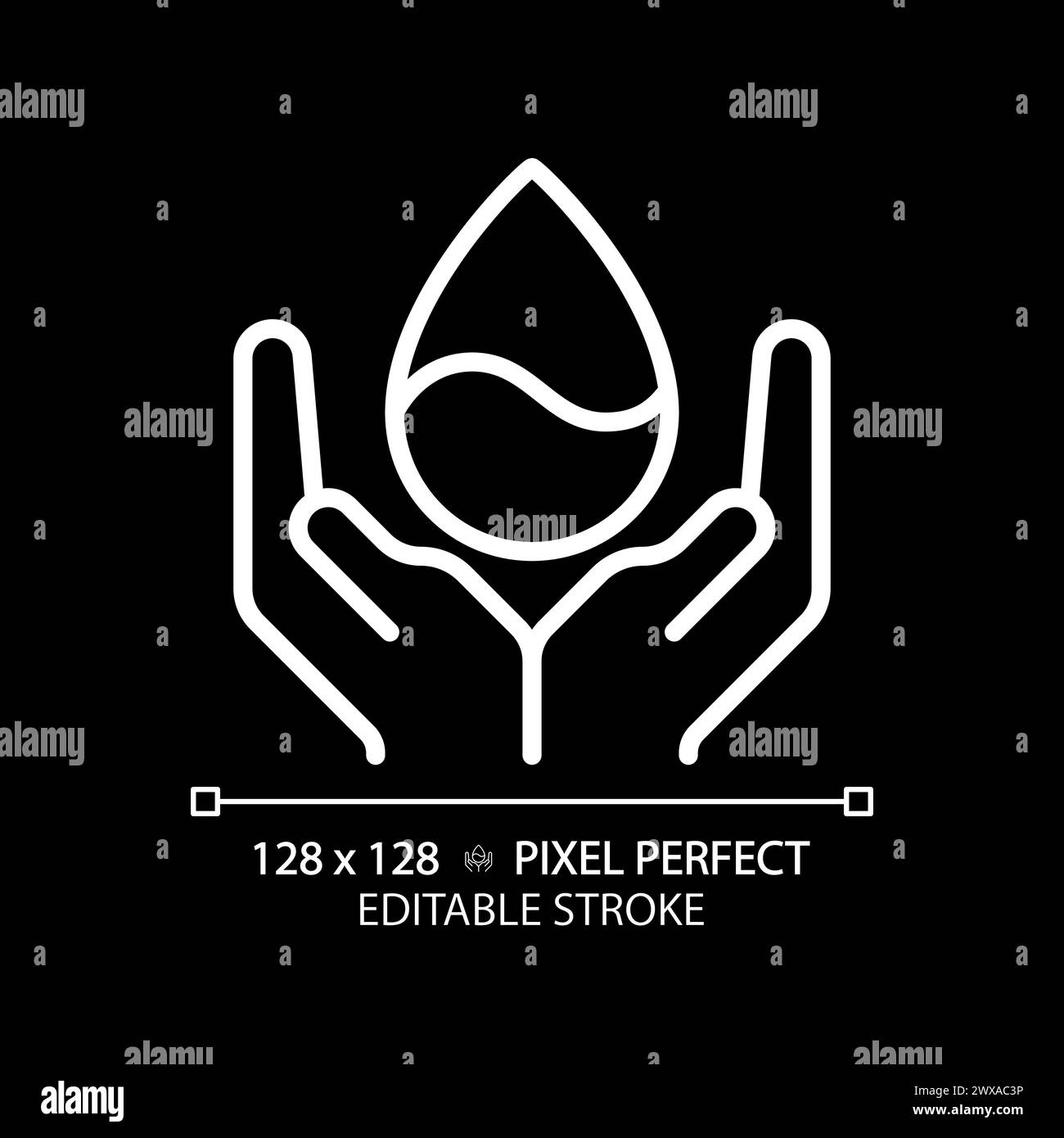 Water conservation white linear icon for dark theme Stock Vector Image