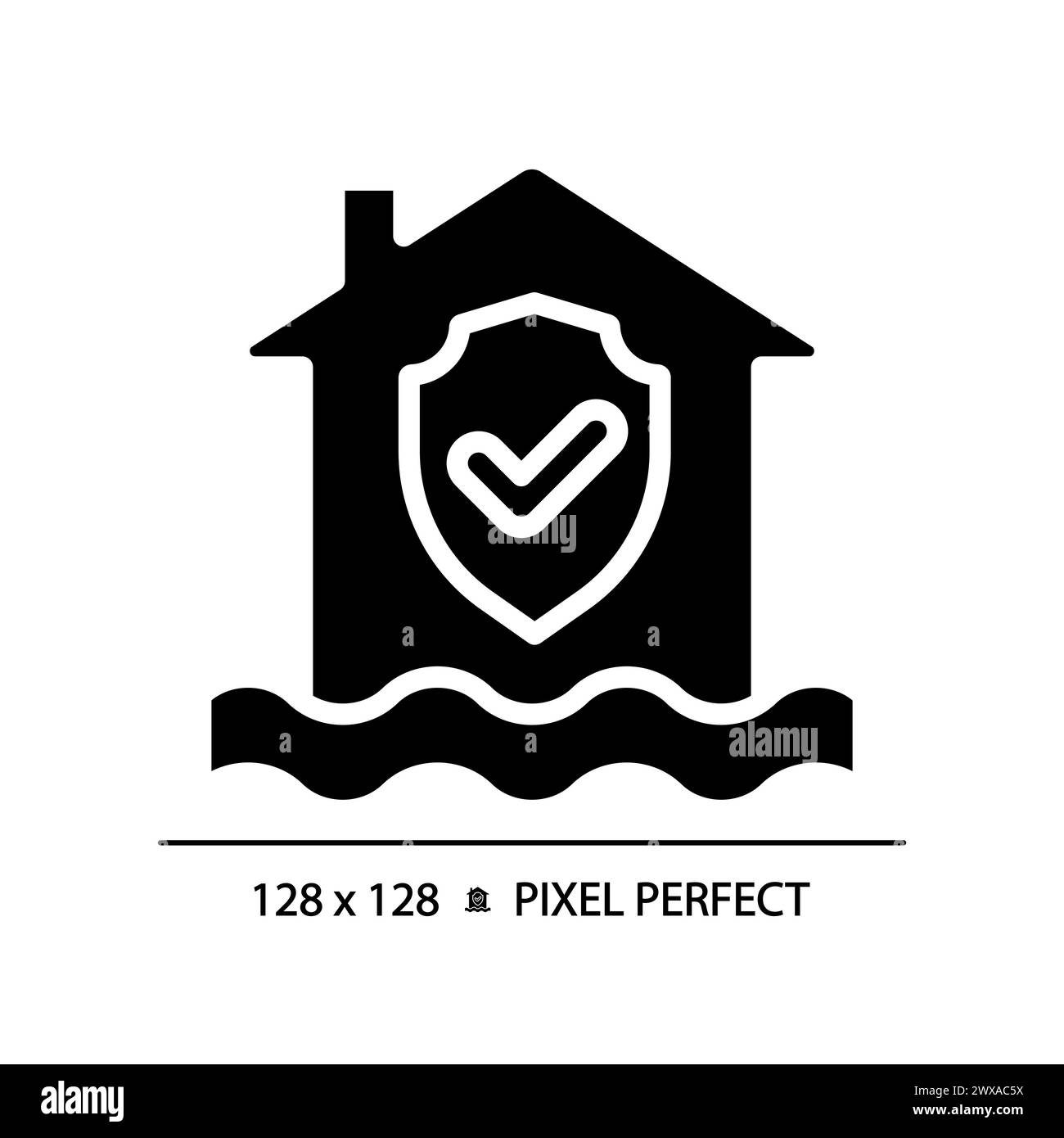 Flood protection black glyph icon Stock Vector