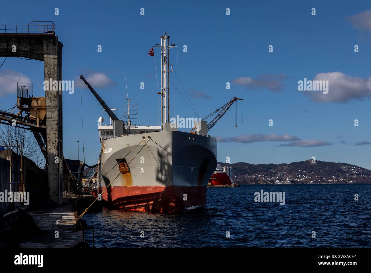 Cement carrier Ireland at berth in the port of Bergen, Norway. Stock Photo