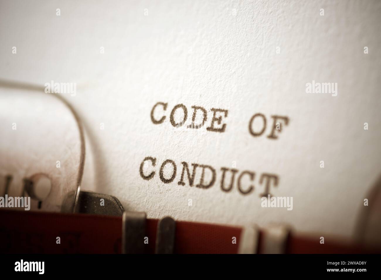 Code of conduct text written with a typewriter Stock Photo - Alamy